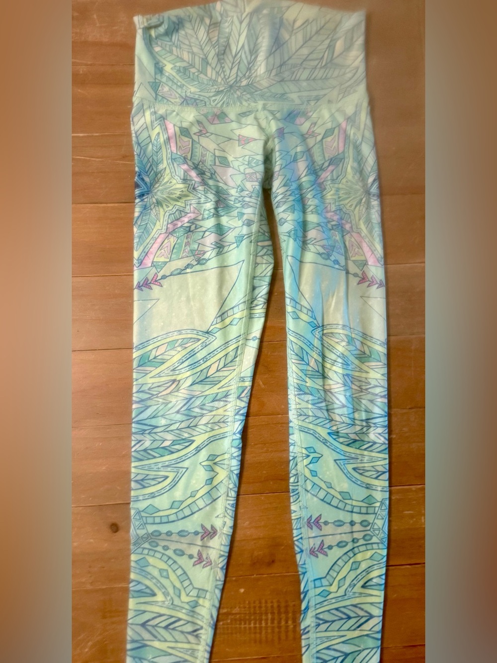 Teeki Mint & Baby Blue Geometric High-Waist Leggings